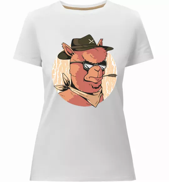 Жіноча преміум футболка Лама шериф Білий фото