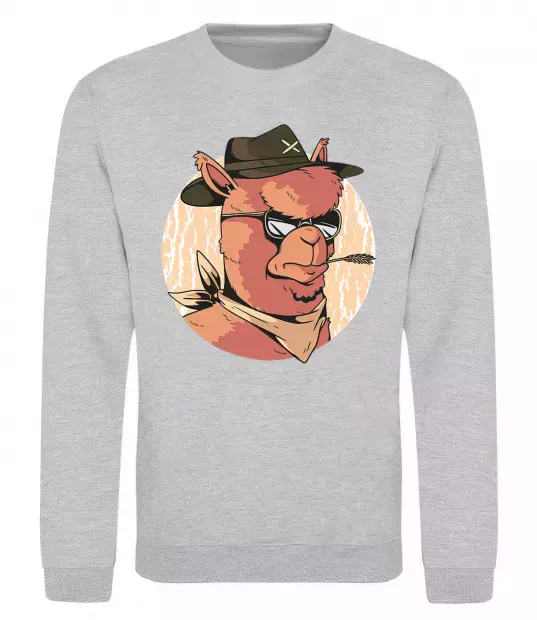 Свитшот Лама шериф Серый меланж фото