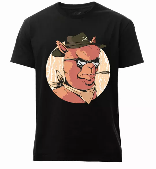 Мужская премиум футболка Лама шериф Черный фото