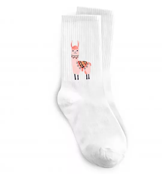 Носки Рожева лама Белый фото