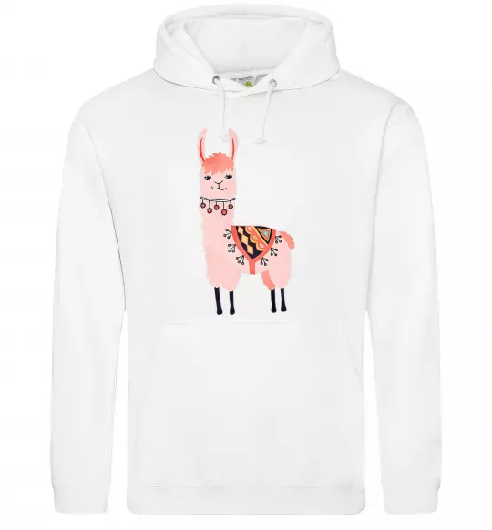Чоловіча толстовка (худі) Рожева лама Білий фото