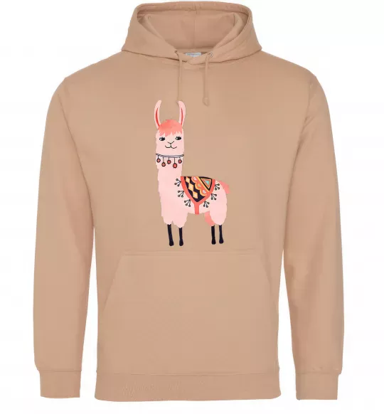 Чоловіча толстовка (худі) Рожева лама Пісочний фото