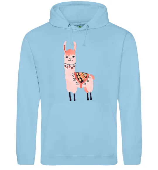 Мужская толстовка (худи) Рожева лама Голубой фото