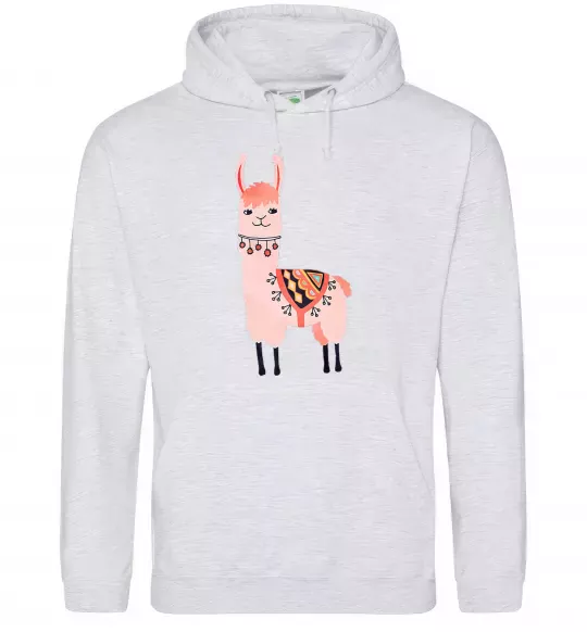 Женская толстовка (худи) Рожева лама Серый меланж фото