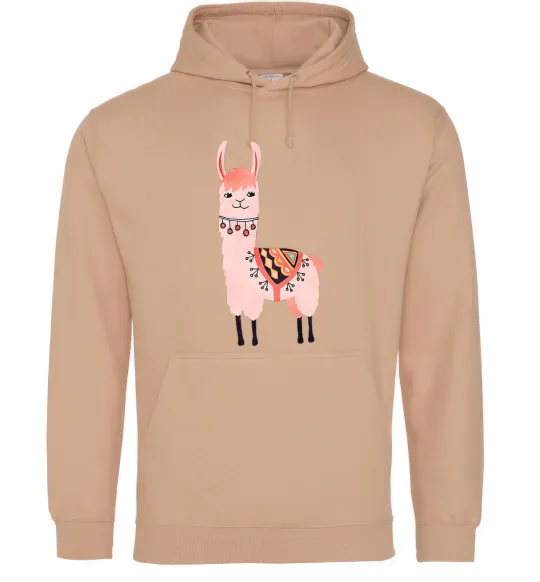 Женская толстовка (худи) Рожева лама Песочный фото