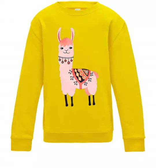 Детский Свитшот Рожева лама Солнечно желтый фото