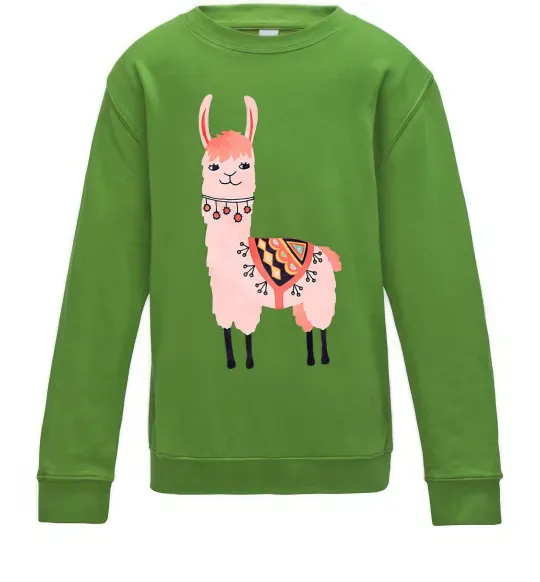 Детский Свитшот Рожева лама Лаймовый фото