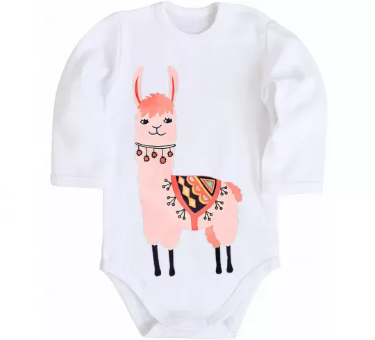 Дитячий бодік Рожева лама Білий фото
