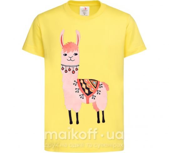 Детская футболка Розовая лама Лимонный фото