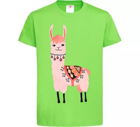 Детская футболка Рожева лама Лаймовый фото