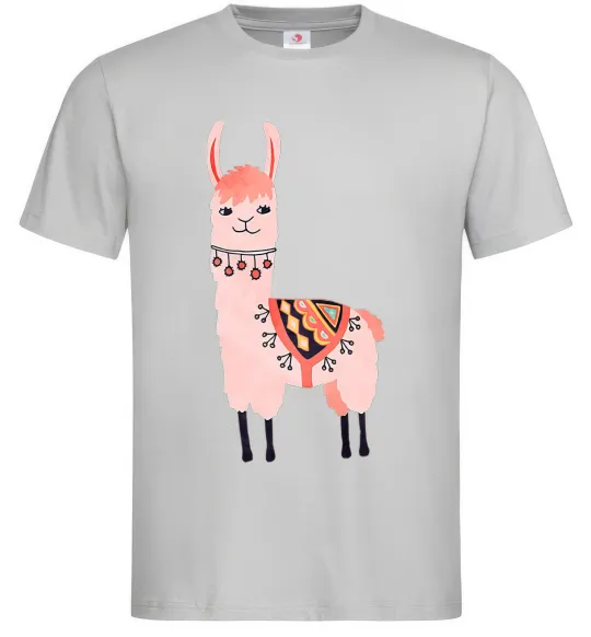Мужская футболка Рожева лама Серый фото
