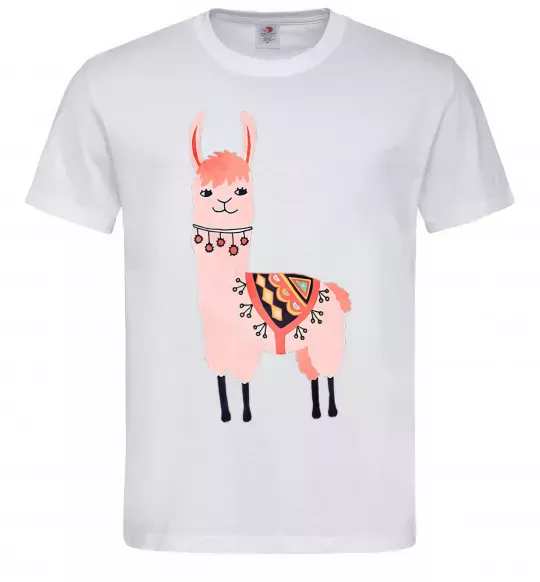 Мужская футболка Рожева лама Белый фото