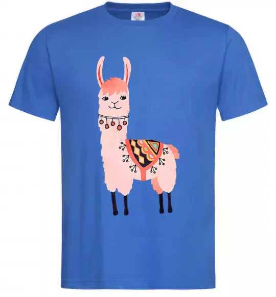 Мужская футболка Рожева лама Ярко-синий фото