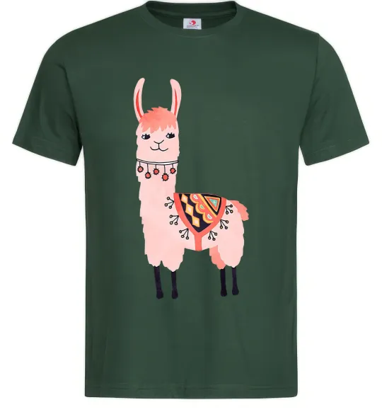 Мужская футболка Рожева лама Темно-зеленый фото