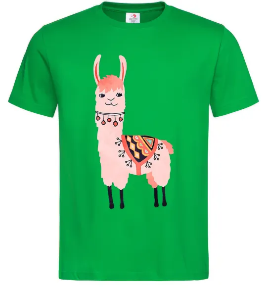 Мужская футболка Рожева лама Зеленый фото