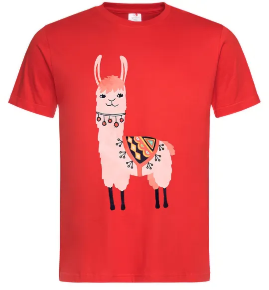 Мужская футболка Рожева лама Красный фото