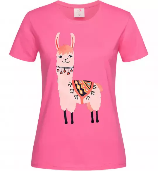 Жіноча футболка Рожева лама Яскраво-рожевий фото
