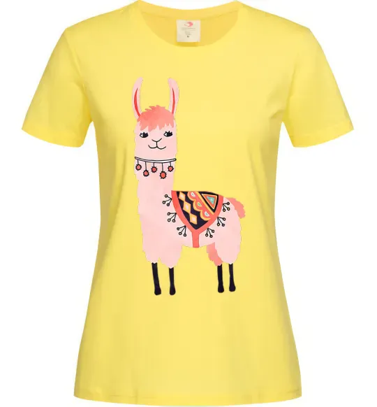 Жіноча футболка Рожева лама Лимонний фото
