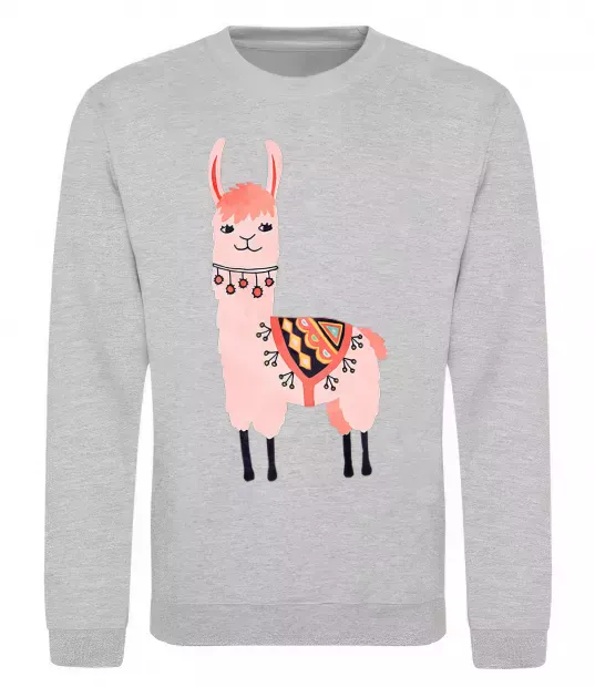 Світшот Рожева лама Сірий меланж фото