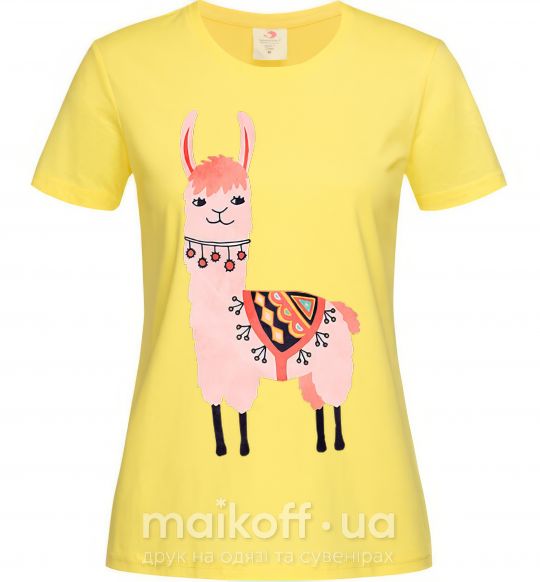 Жіноча футболка Розовая лама Лимонний фото