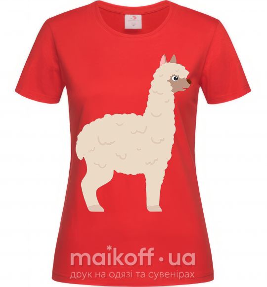 Женская футболка Светлая лама Красный фото