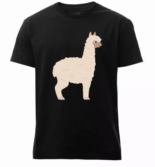 Чоловіча преміум футболка Світла лама Чорний фото