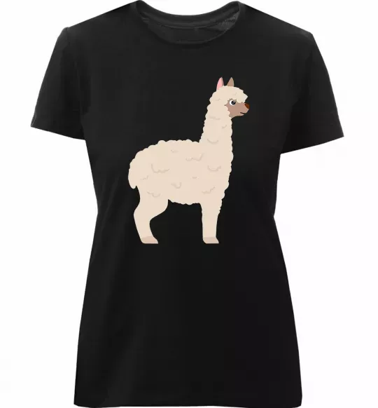 Женская премиум футболка Світла лама Черный фото