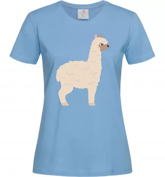 Женская футболка Світла лама Голубой фото