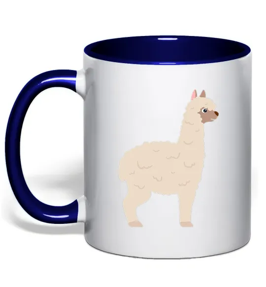 Чашка с цветной ручкой Світла лама Глубокий темно-синий фото