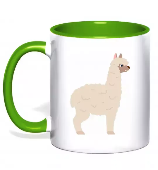 Чашка с цветной ручкой Світла лама Зеленый фото