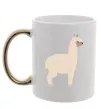 Чашка с цветной ручкой Світла лама Золото фото