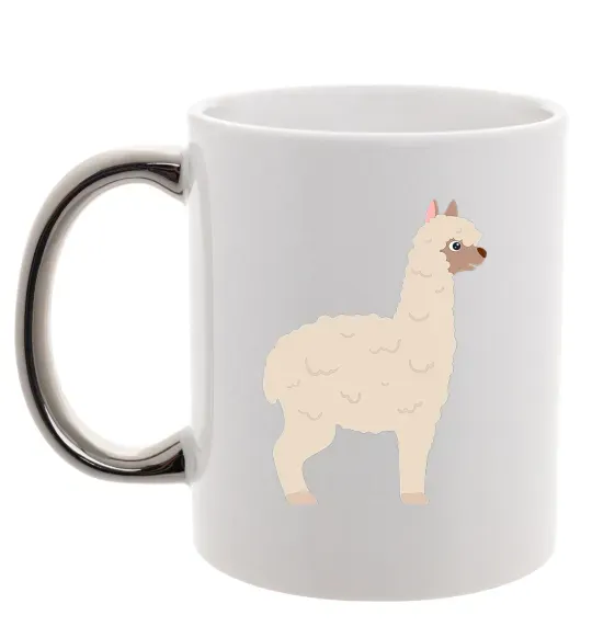 Чашка с цветной ручкой Світла лама Серебро фото