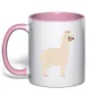 Чашка с цветной ручкой Світла лама Нежно розовый фото