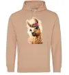 Мужская толстовка (худи) Лама у віночку Песочный фото