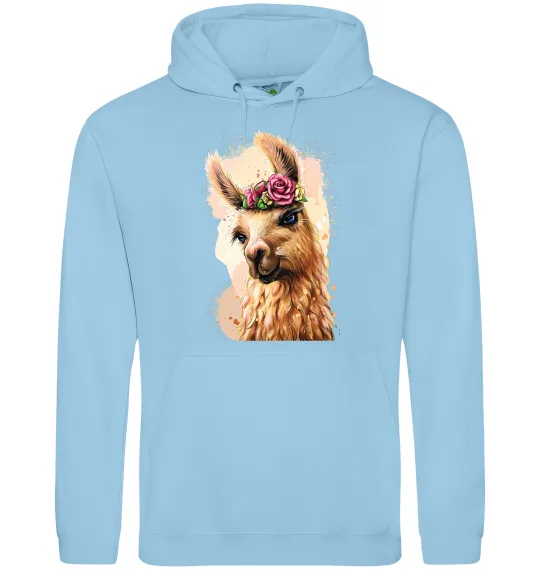 Чоловіча толстовка (худі) Лама у віночку Блакитний фото