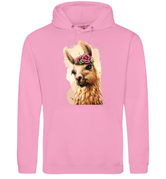 Жіноча толстовка (худі) Лама у віночку Рожевий фото