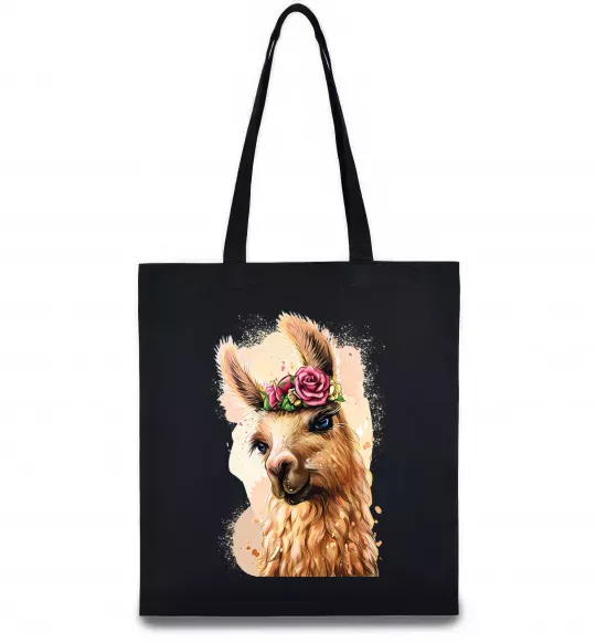Эко-сумка Лама у віночку Черный фото