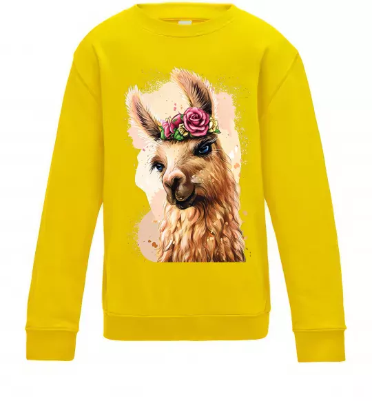 Дитячий світшот Лама у віночку Сонячно жовтий фото