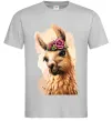 Мужская футболка Лама у віночку Серый фото