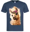 Мужская футболка Лама у віночку Темно-синий фото
