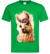Мужская футболка Лама у віночку Зеленый фото
