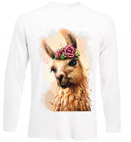 Лонгслів Лама у віночку Білий фото