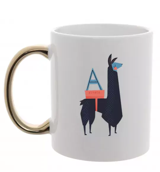Чашка з кольоровою ручкою A Alpaca Золото фото