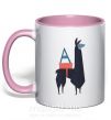 Чашка з кольоровою ручкою A Alpaca Ніжно рожевий фото