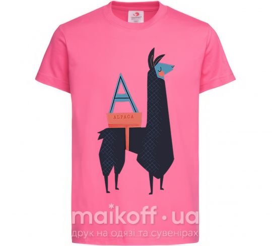 Дитяча футболка A Alpaca Яскраво-рожевий фото