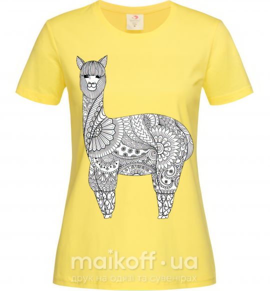 Жіноча футболка Лама в узорах Лимонний фото