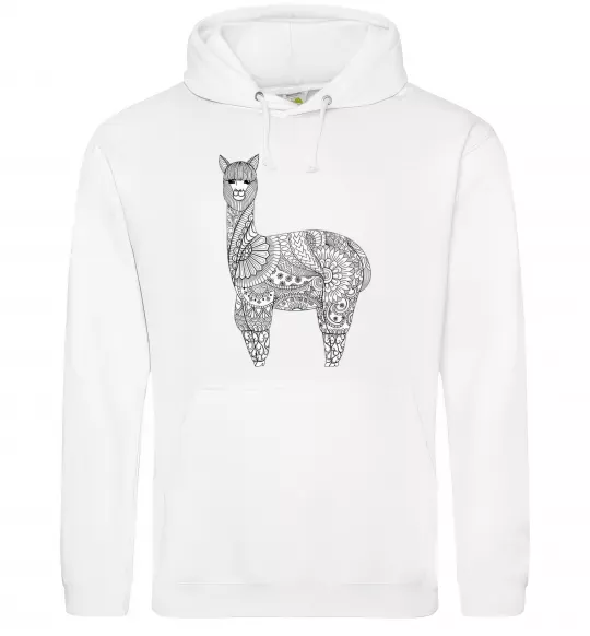 Мужская толстовка (худи) Лама візерунки Белый фото