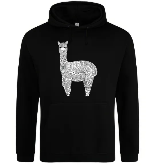 Жіноча толстовка (худі) Лама візерунки Чорний фото