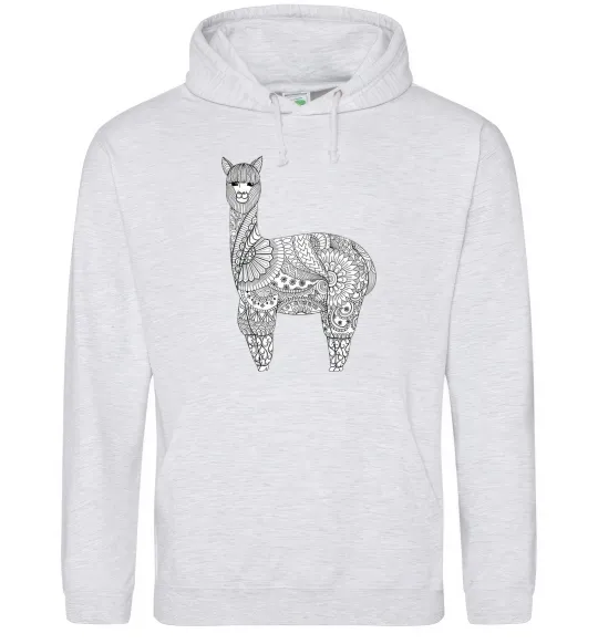 Жіноча толстовка (худі) Лама візерунки Сірий меланж фото