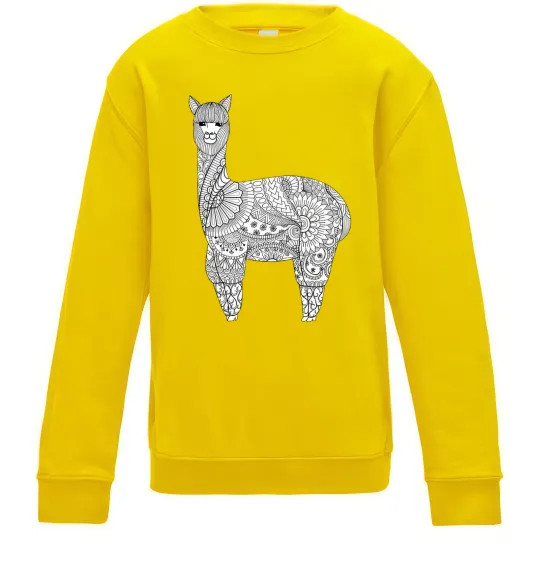 Детский Свитшот Лама візерунки Солнечно желтый фото